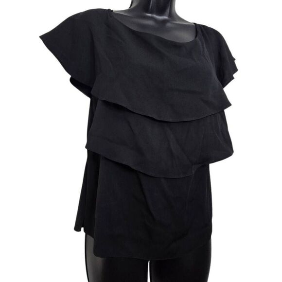 Yeohlee Blouse Size Small Silk Ruffle Black Top Flowy Classic - Picture 3 of 6